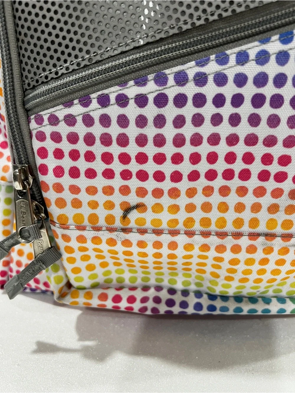 L.L.Bean Deluxe Backpack Book Pack Multicolor Polka-Dots Adjustable Straps